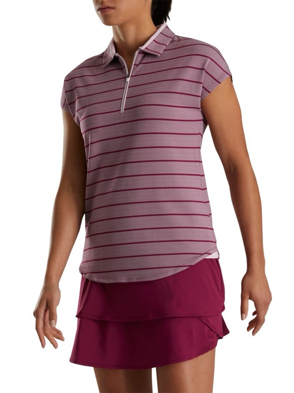 Foot Joy Woman's Cap Sleeve Stripe Shirt Golf Active